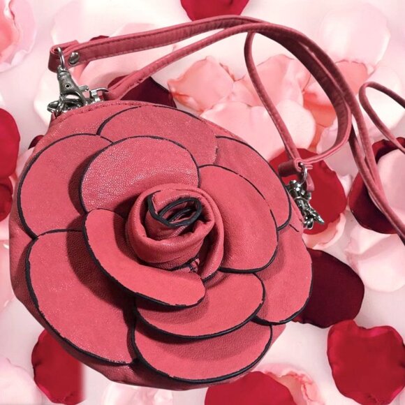 3/$30 or FREE with Purchase over$40 Cute Rose Crossbody Faux Leather Purse - Picture 5 of 10
